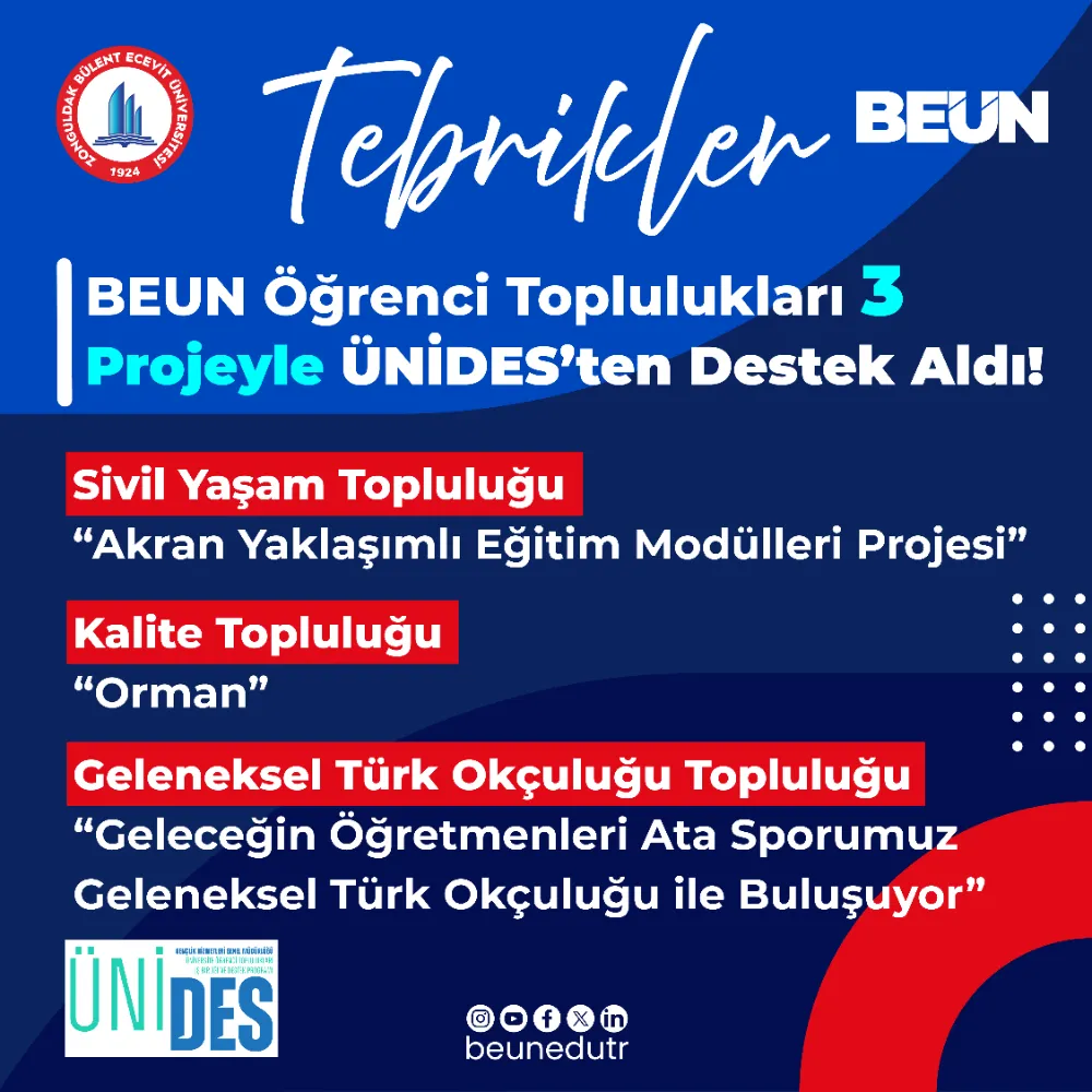 BEUN Öğrenci Toplulukları 3 Projeyle ÜNİDES’ten Destek Aldı